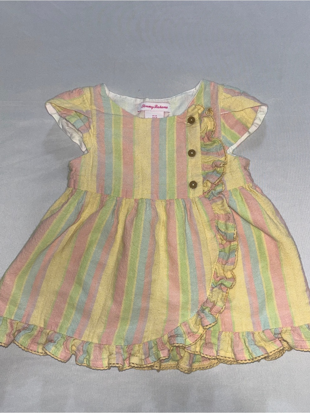 Tommy Bahama Pastel Stripe Ruffle Toddler Dress